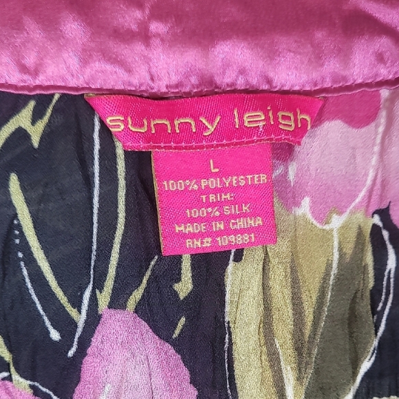 Y2K Sunny Leigh Floral Sheer Button Up Top Size L Fairy Romantic Girly Pink - Picture 8 of 16